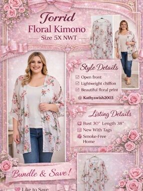 White Floral Sheer Kimono Cover-Up